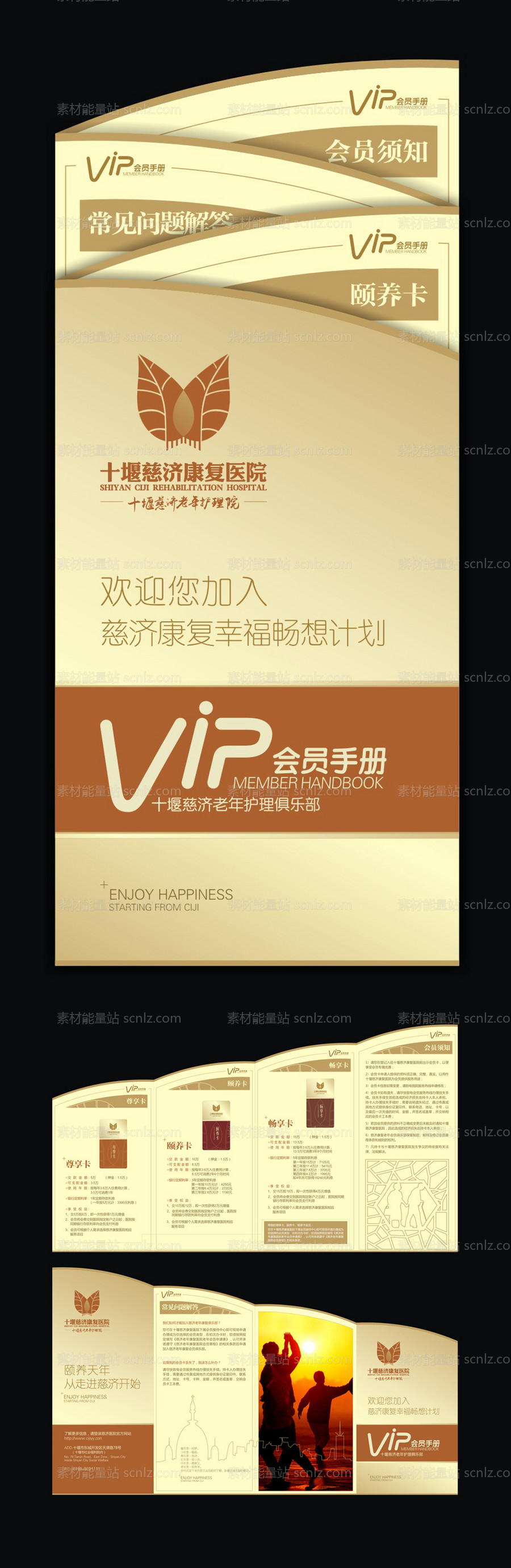 素材能量站-医疗养老VIP会员手册创意折页