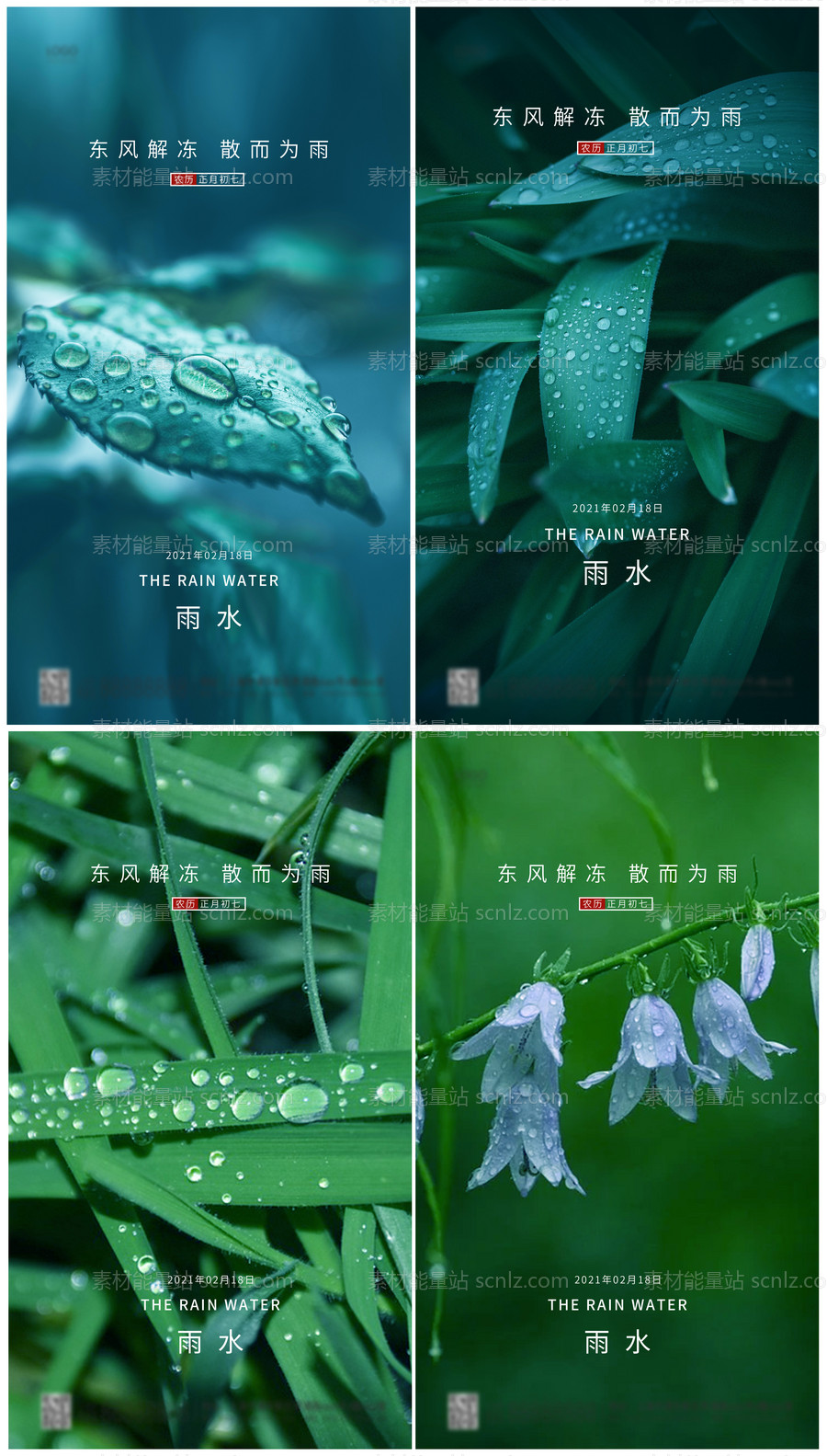 素材能量站-24节气雨水简约海报