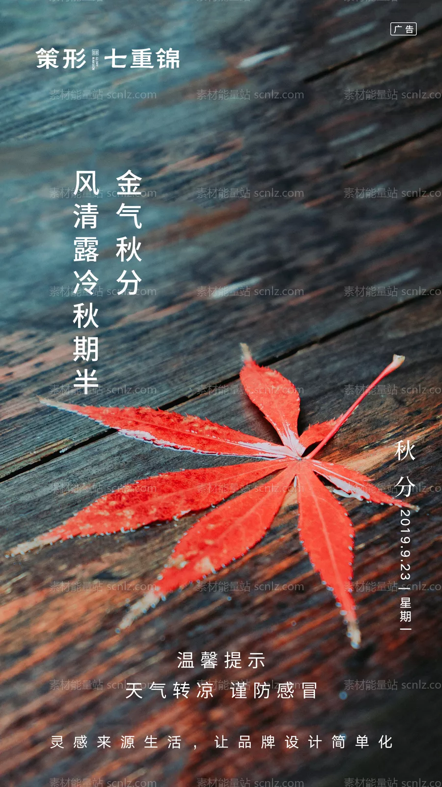 素材能量站-二十四节气之秋分移动端海报