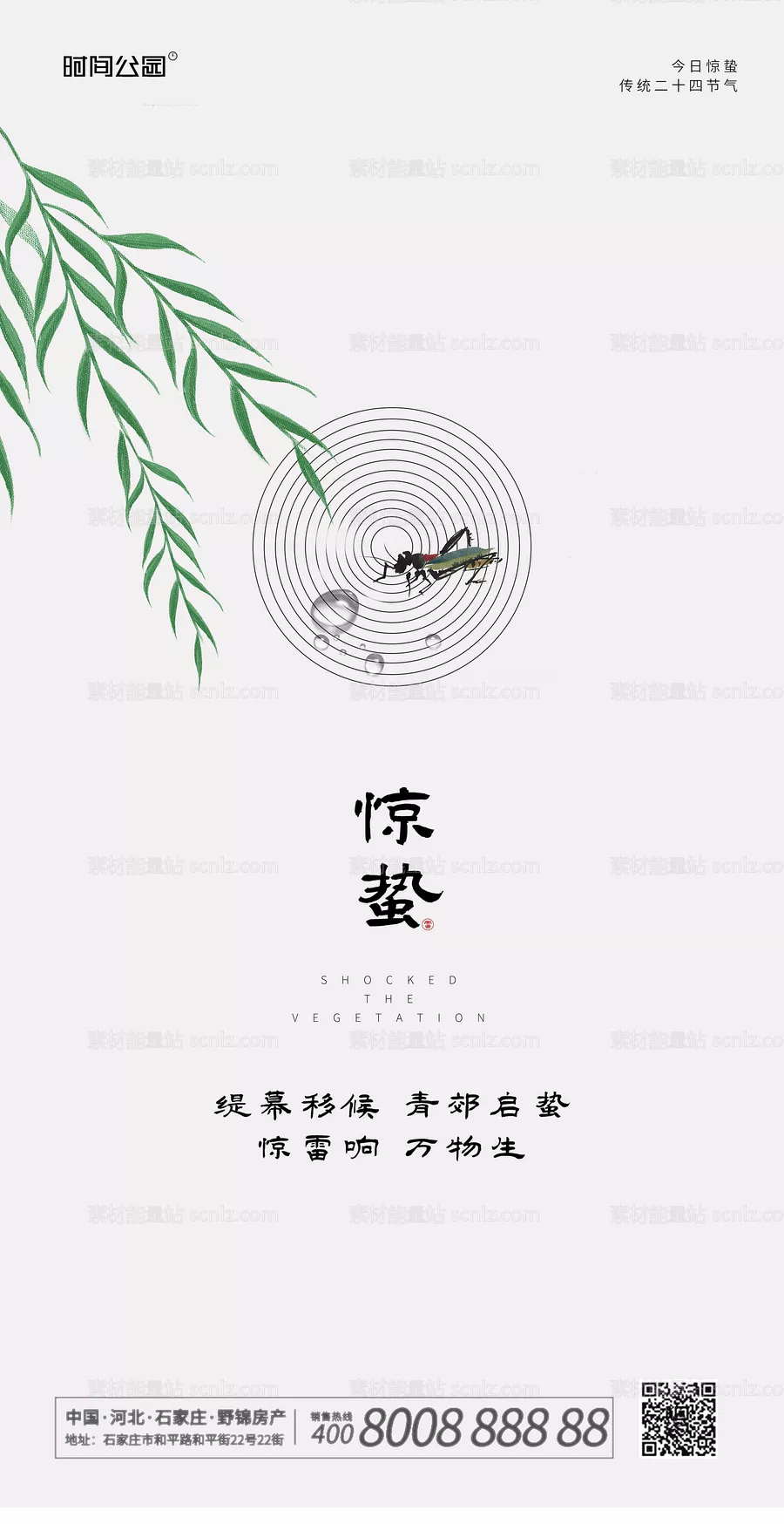 素材能量站-惊蛰白色简约海报