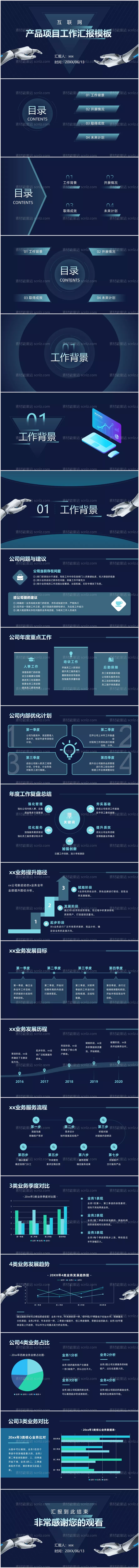 素材能量站-蓝色科技风产品项目工作汇报模板PPT