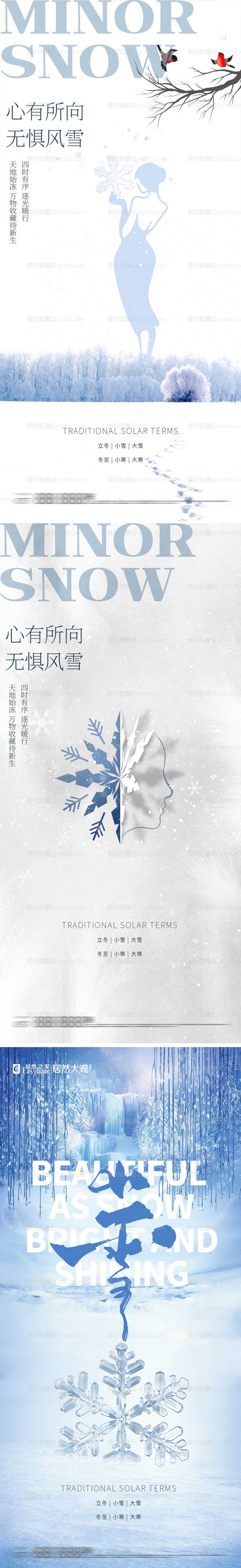 素材能量站-医美小雪大雪节气海报