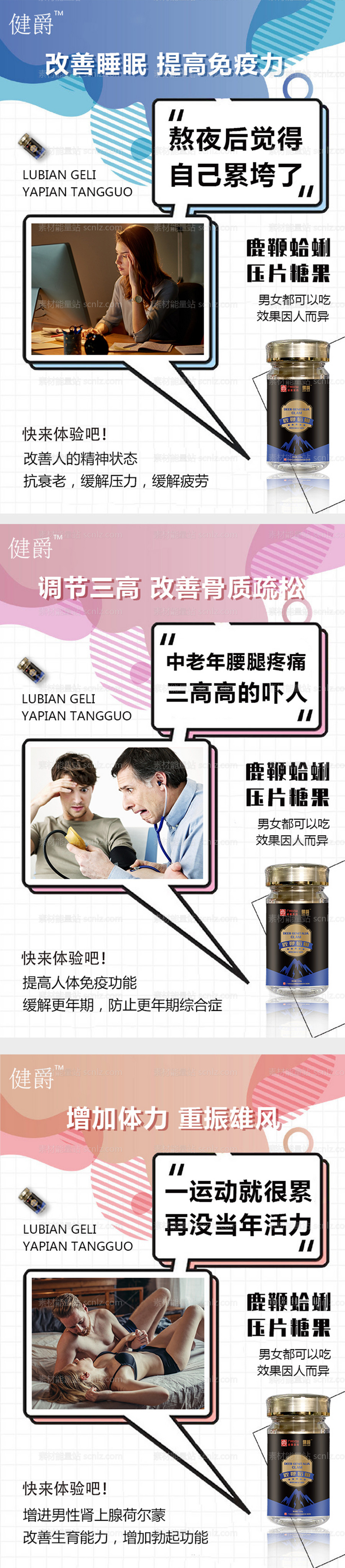 素材能量站-健爵保健品功效系列海报