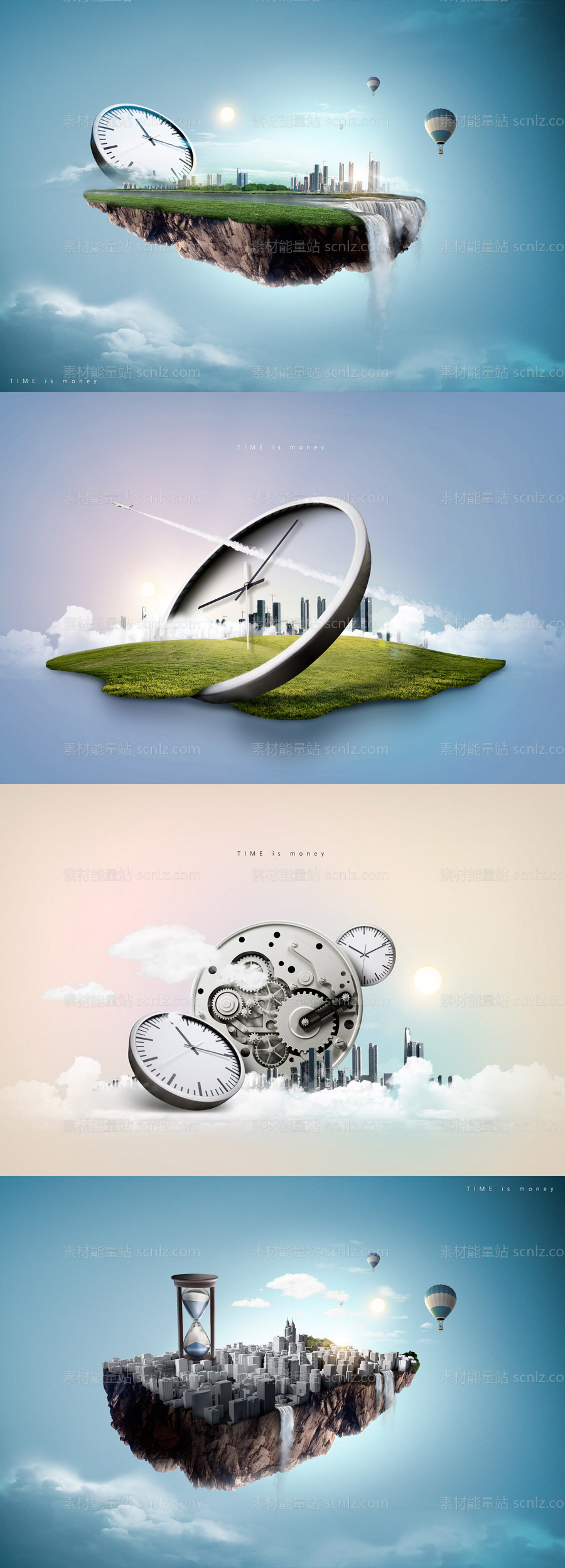 素材能量站-创意时间城市实景合成海报