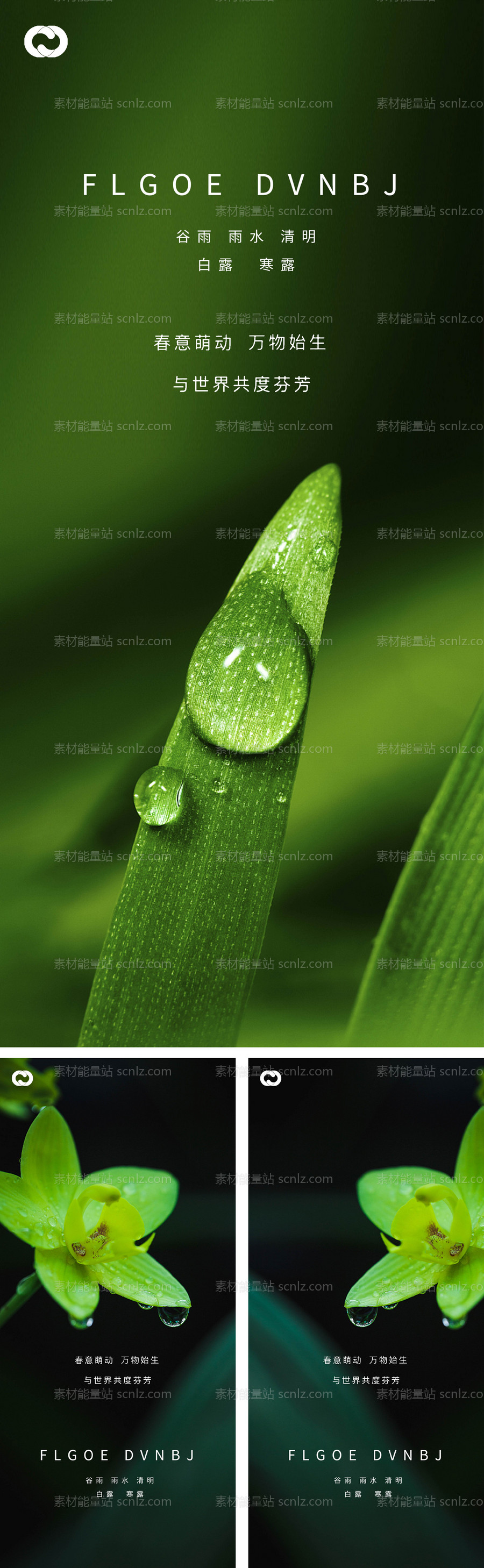 素材能量站-雨水谷雨清明白露寒露系列海报