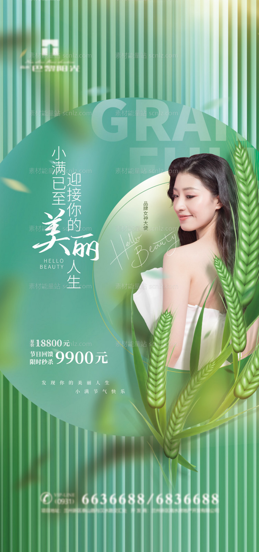 素材能量站-创意医美小满节气海报