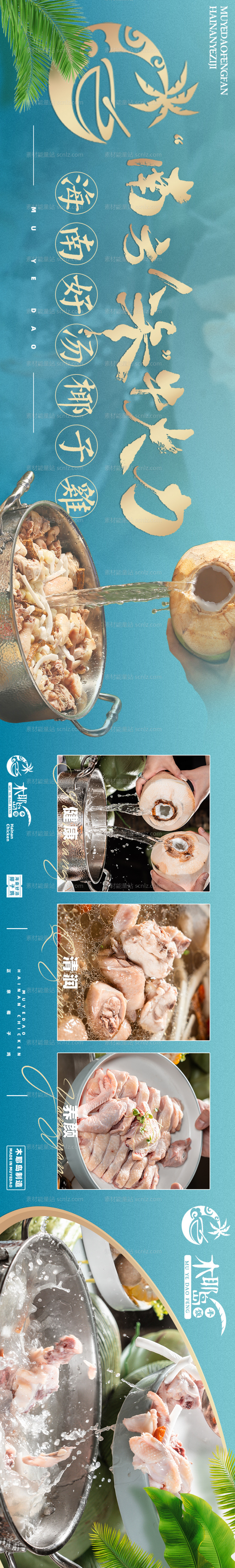 素材能量站-海南菜椰子鸡长图海报