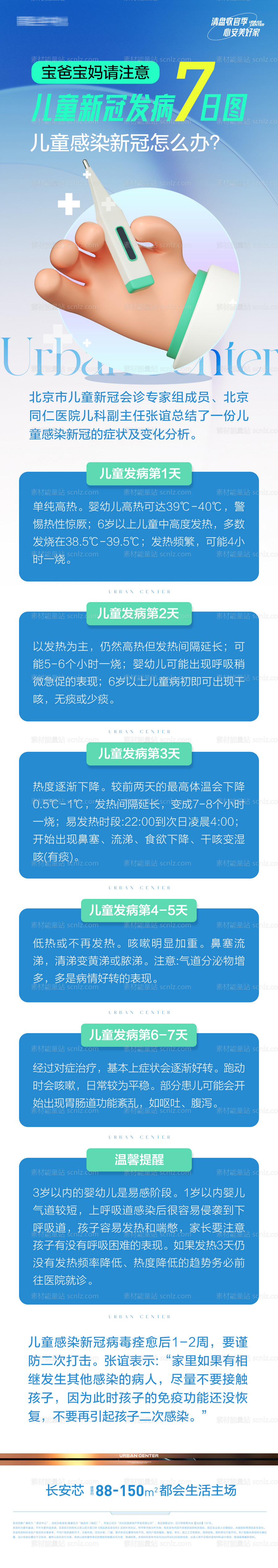 素材能量站-儿童疫情新冠发病温馨提示长图