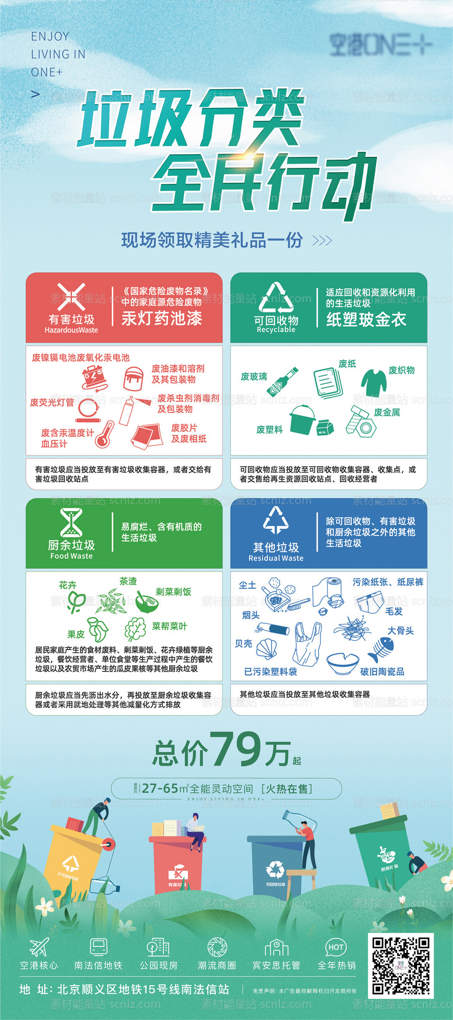 素材能量站-垃圾分类易拉宝