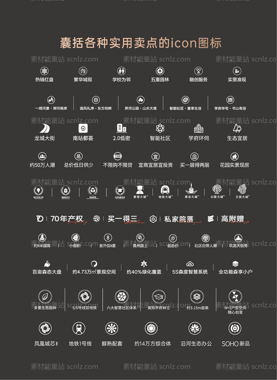 素材能量站-地产ICON标签图标价值点卖点