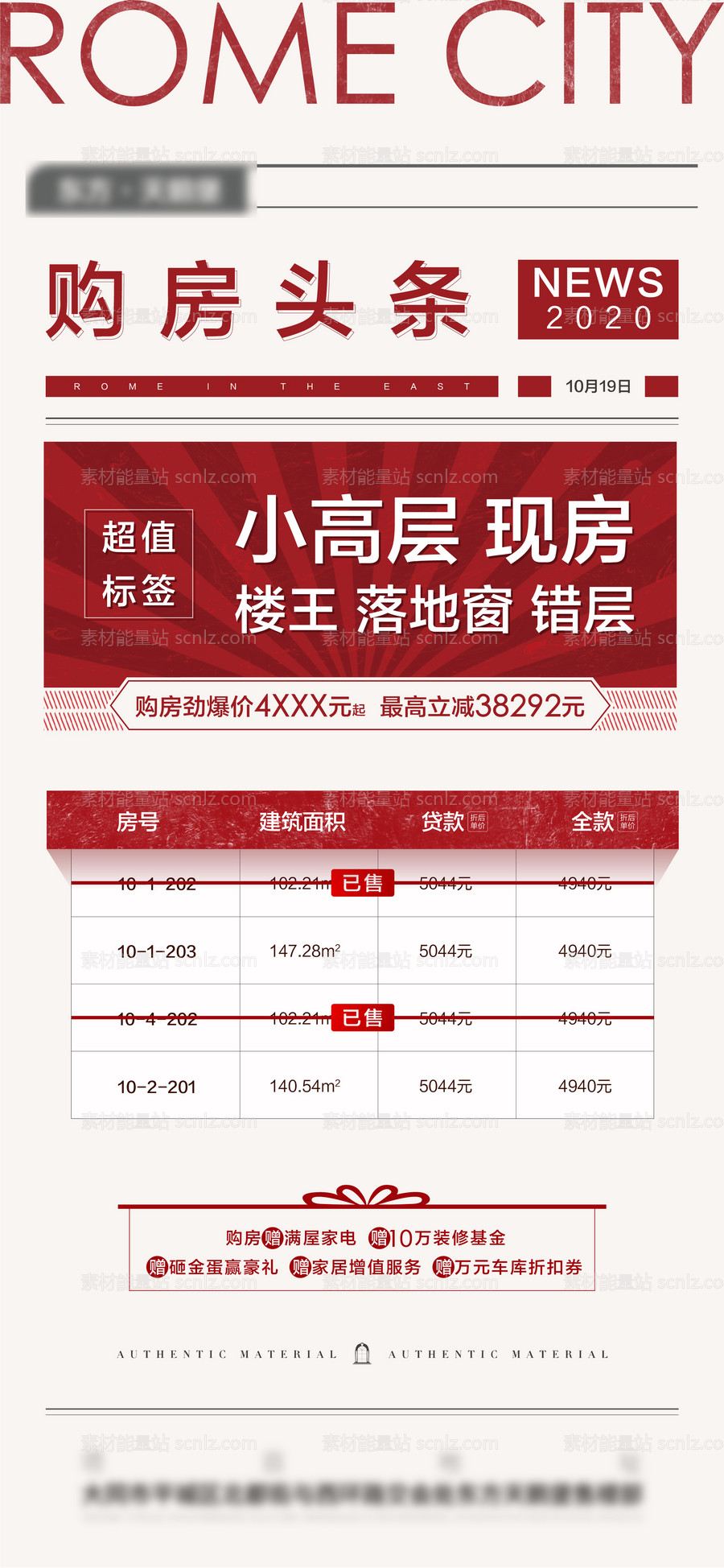 素材能量站-大字报红色特价房房源海报