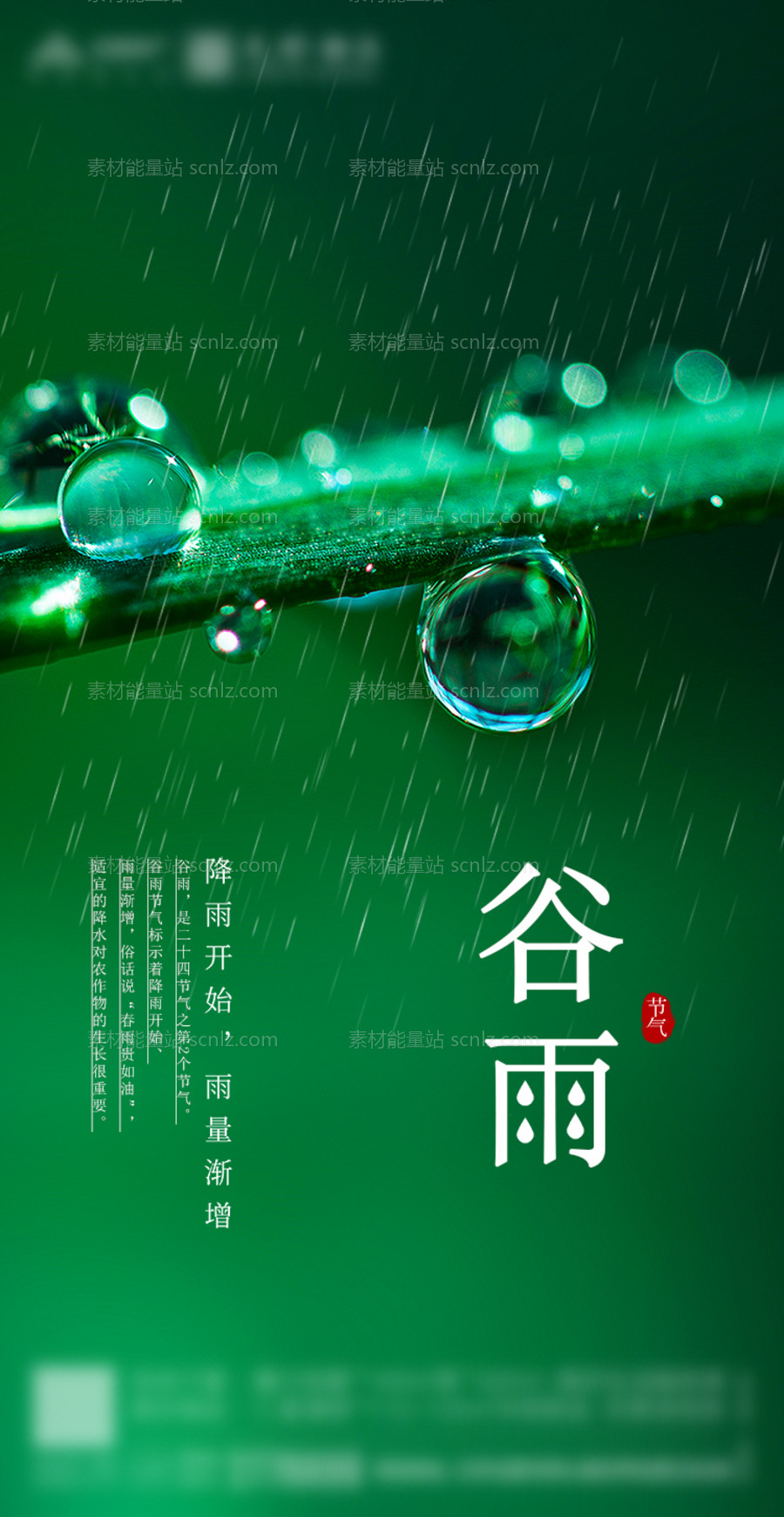 素材能量站-绿色谷雨节气海报