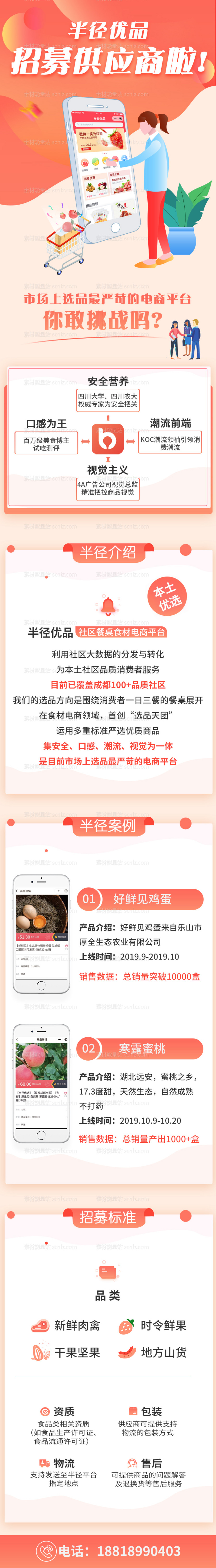 素材能量站-合伙人招募电商海报长图