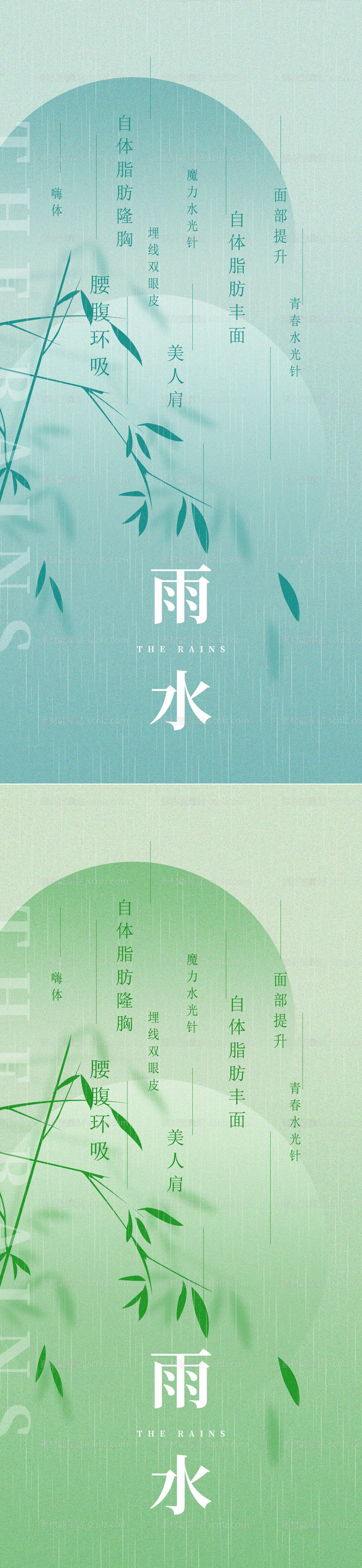 素材能量站-医美雨水节气创意海报