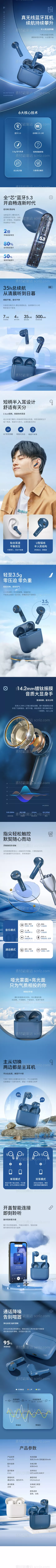 素材能量站-科技感蓝牙耳机电商详情页