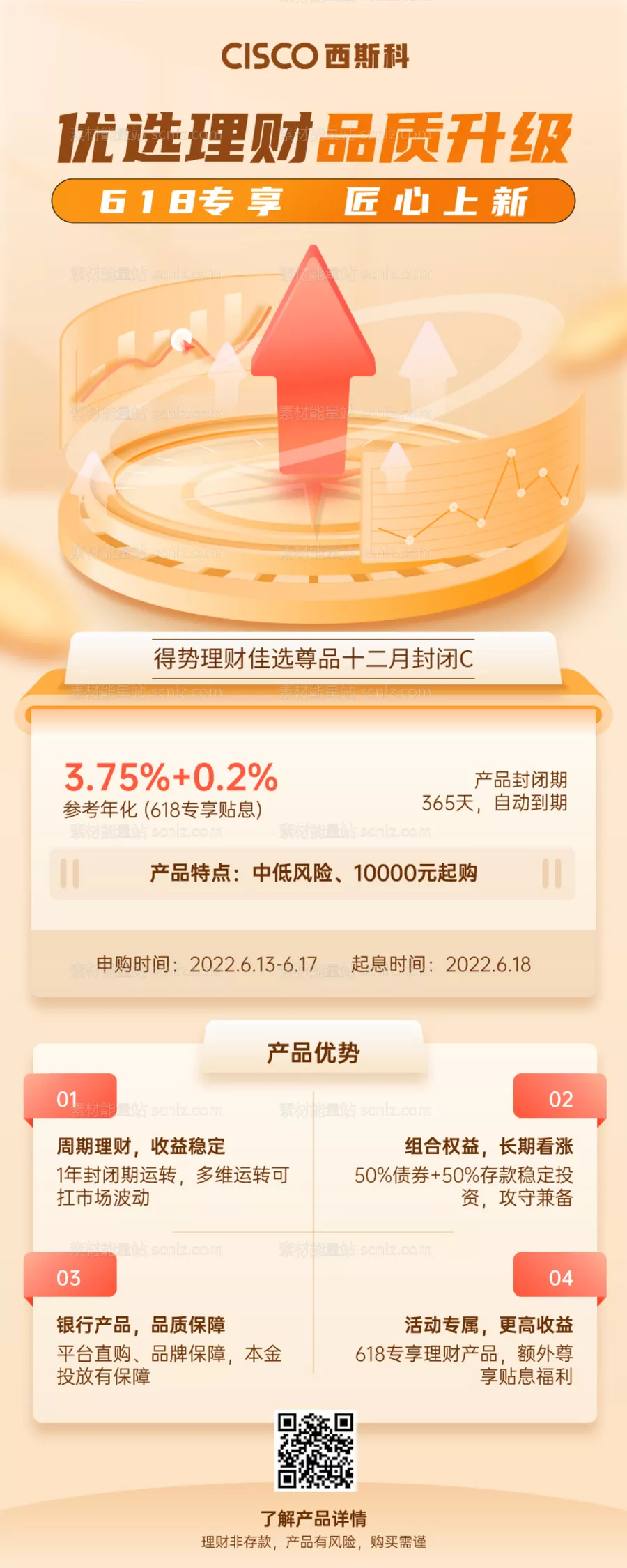 素材能量站-金融保险618理财节产品上新长图海报