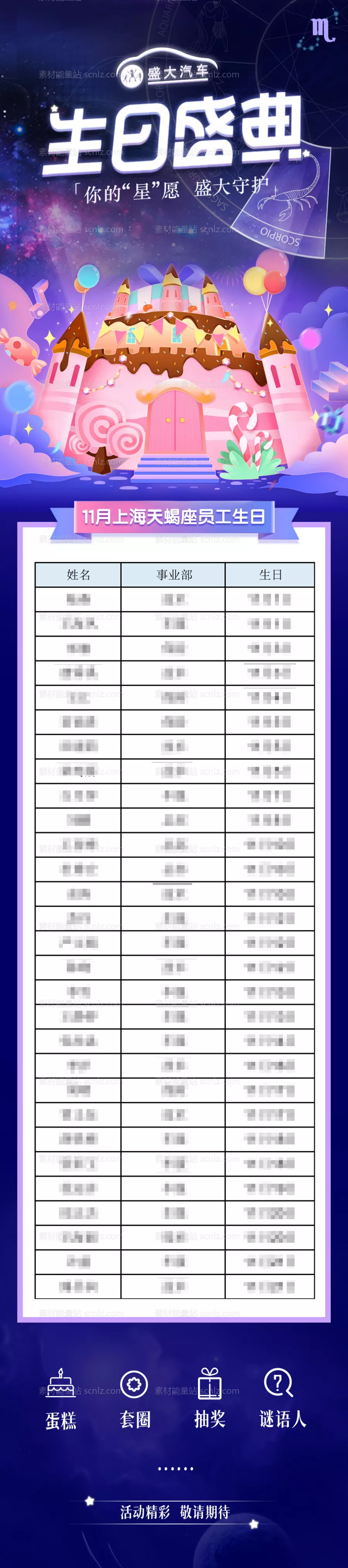 素材能量站-星座生日名单长图