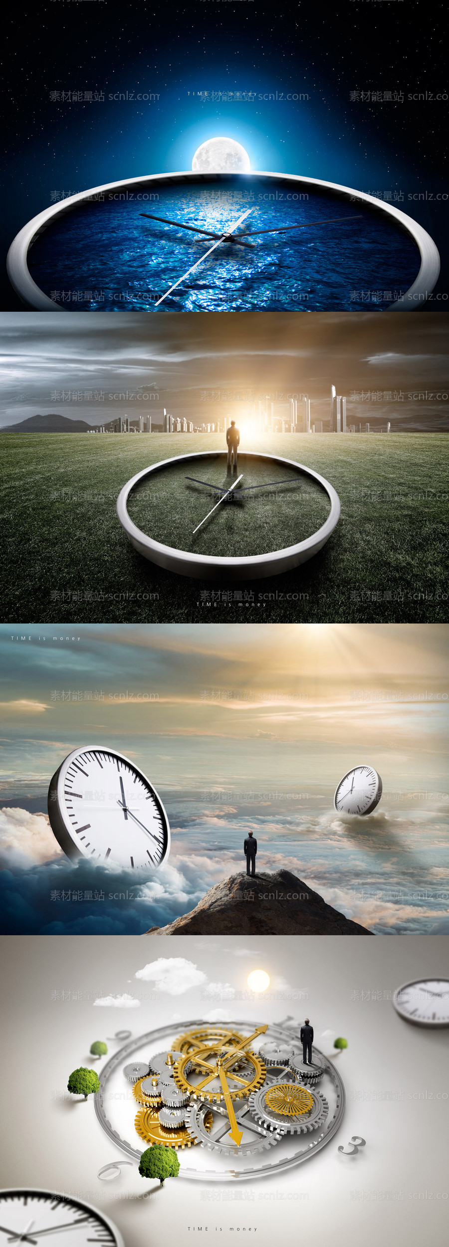 素材能量站-创意时间实景合成海报
