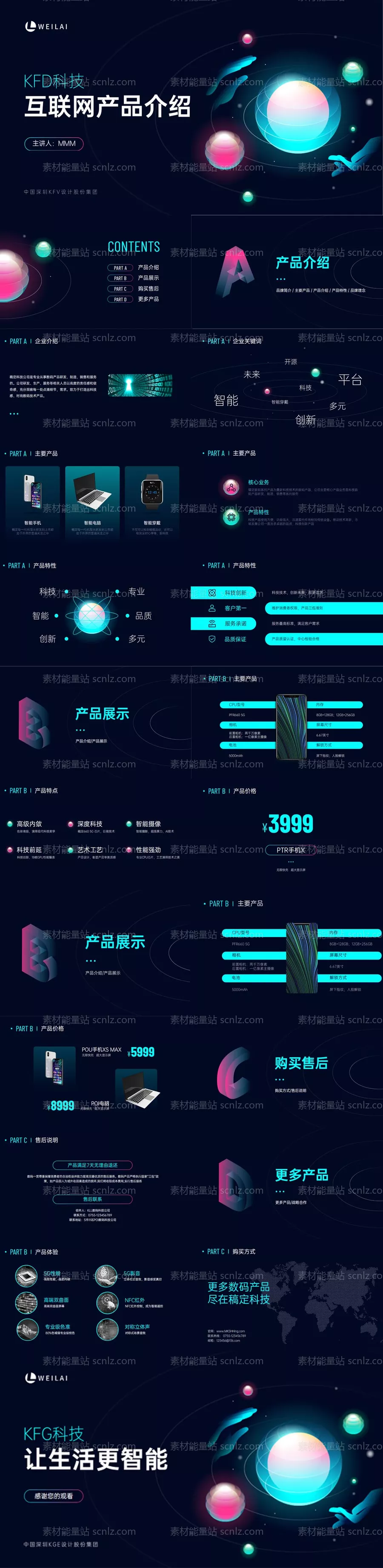 素材能量站-创意科技风互联网产品介绍PPT