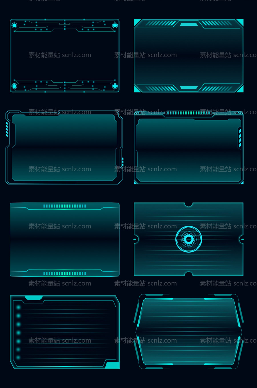 素材能量站-几何图案科技边框机械几何图案UI元素模块控件素材UI组件（全部矢量 sketch+AI+EPS+png格式）