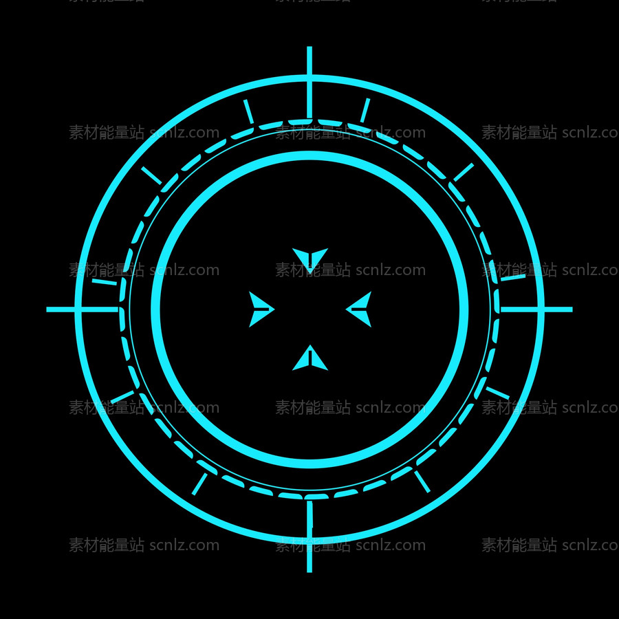 素材能量站-科技可视化数字旋转圆形圆环图标