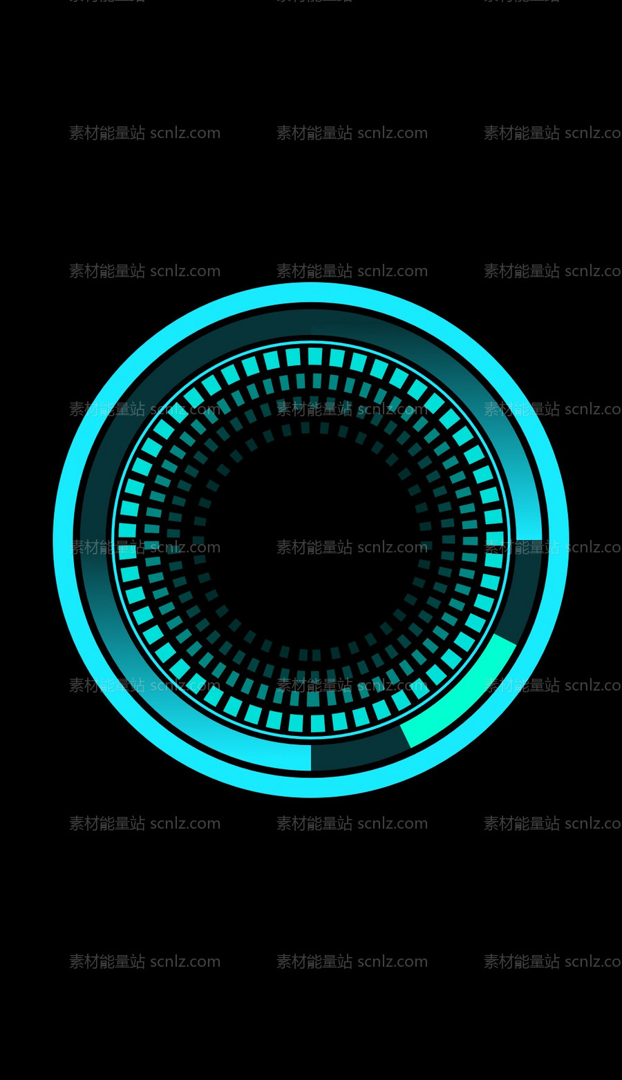 素材能量站-科技可视化数字旋转圆形圆环图标（sketch+AI）