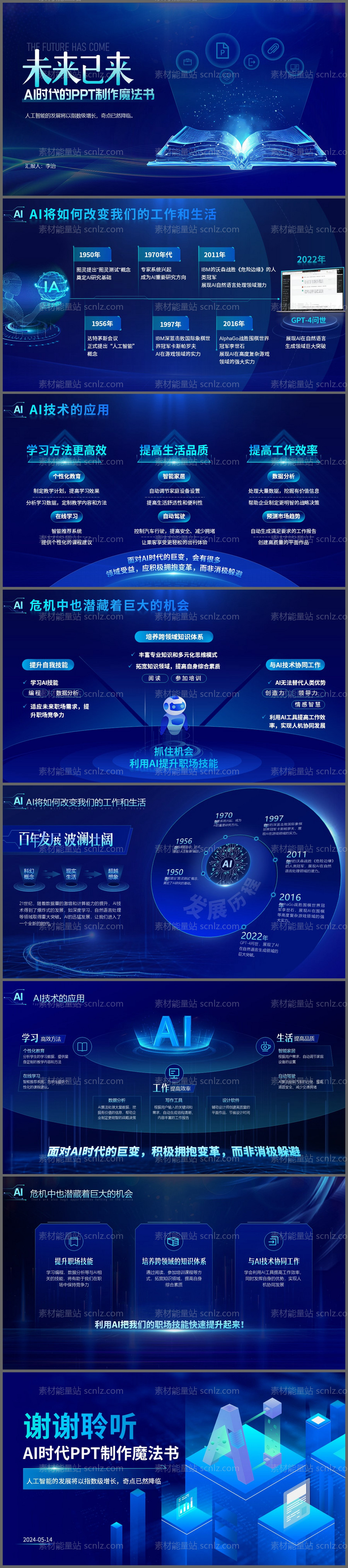 素材能量站-科技AI发展应用PPT