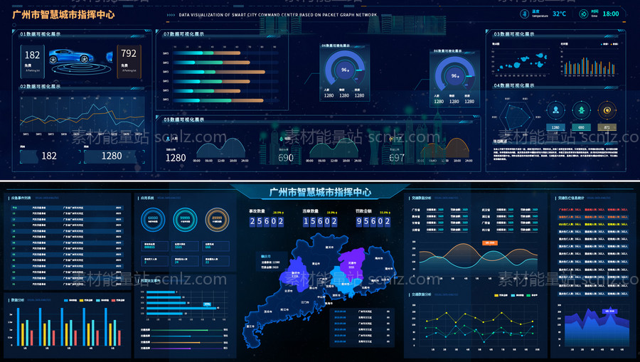 素材能量站-智慧城市指挥中心大屏