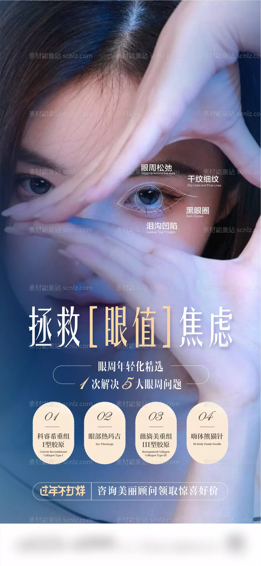 素材能量站-医美眼周抗衰朋友圈长图创意海报