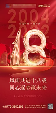 素材能量站-企业公司18周年庆海报设计