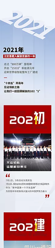 素材能量站-解放卡车2021年总结信息长图