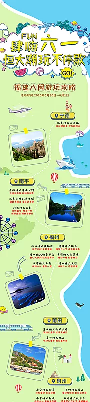 素材能量站-房地产儿童节旅游线路长图海报