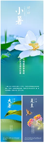 素材能量站-二十四节气夏至小暑大暑系列海报