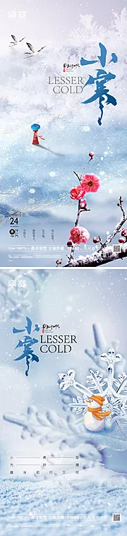 素材能量站-小寒大寒雪花海报