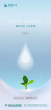 素材能量站-简约雨水节气海报