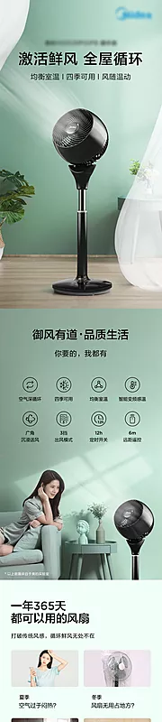 素材能量站-品牌电器电风扇循环扇 详情页卖点长图