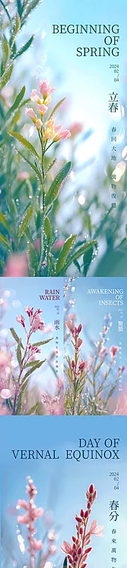 素材能量站-立春雨水惊蛰春分海报