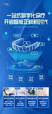 素材能量站-简约蓝色数字化种植牙口腔医疗健康海报