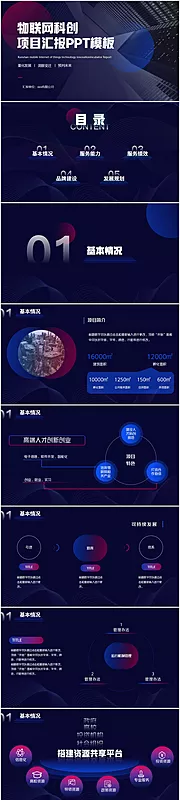 素材能量站-蓝色科技物联网渐变科创项目汇报PPT