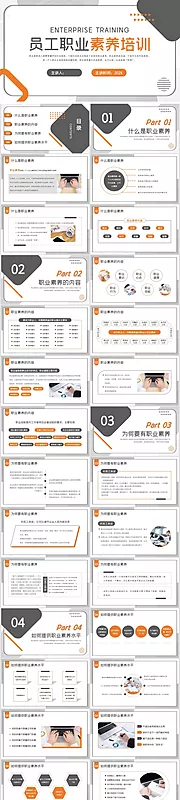 素材能量站-简约风员工职业素养培训PPT模板