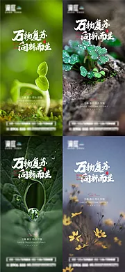 素材能量站-立春春分雨水惊蛰节气海报