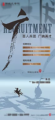 素材能量站-中地产招聘打鸡血激励海报热销人物排版