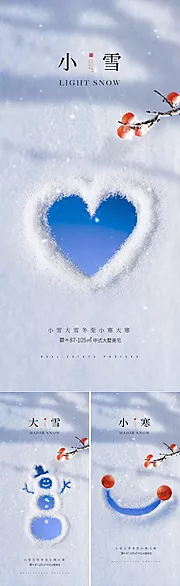 素材能量站-地产小雪大雪冬至小寒大寒海报