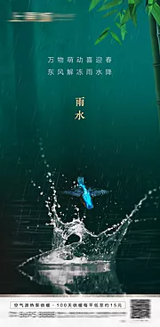 素材能量站-房地产雨水节气海报