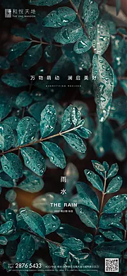 素材能量站-简约房地产雨水节气海报