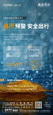 素材能量站-地产暴雨天气来临温馨提示海报