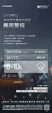 素材能量站-地产温馨提示暴雨海报