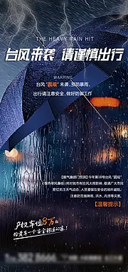 素材能量站-地产台风暴雨预警海报