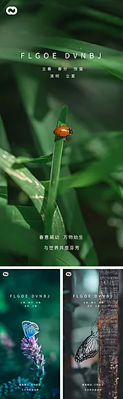 素材能量站-惊蛰立春春分清明立夏系列海报