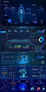 素材能量站-UI界面企业员工考核系统科技数据可视